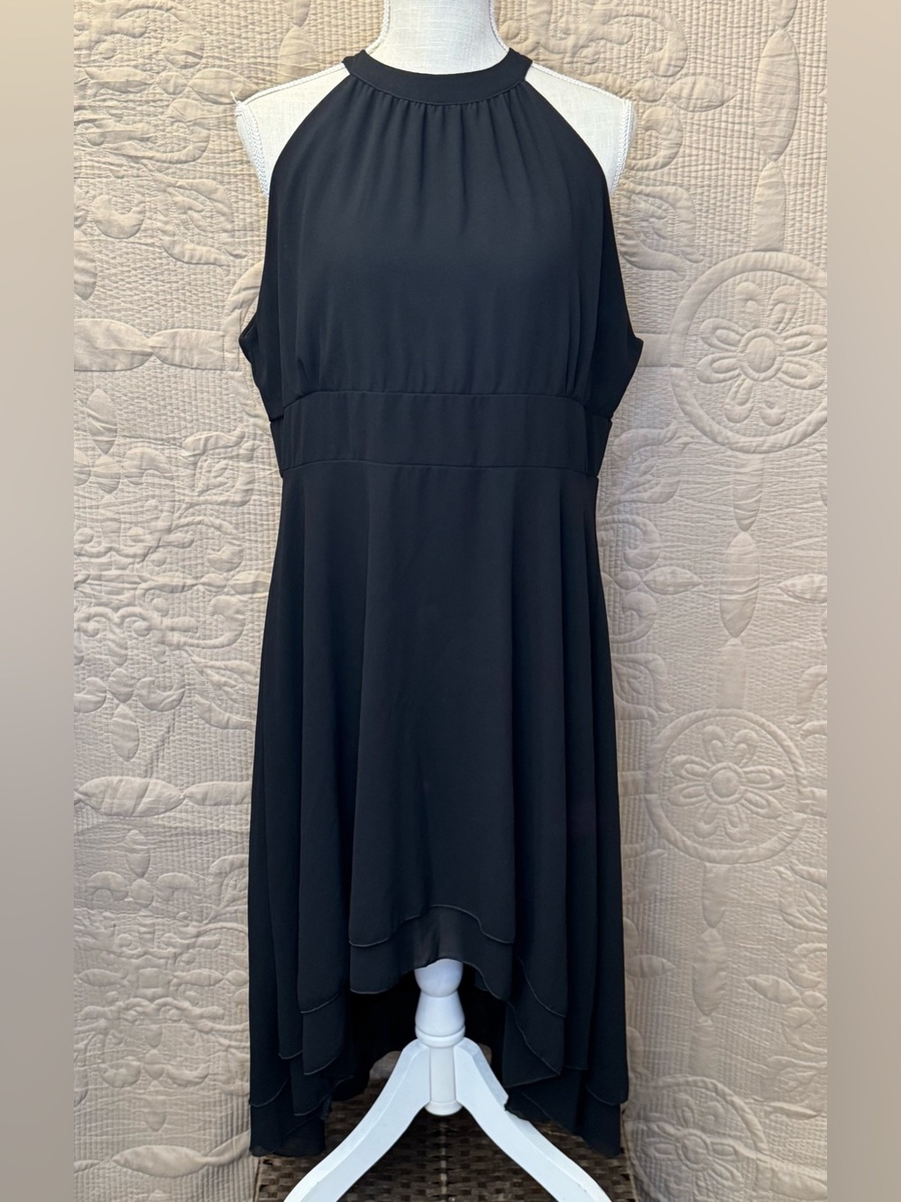 Women's Black Halter High-Low Dress